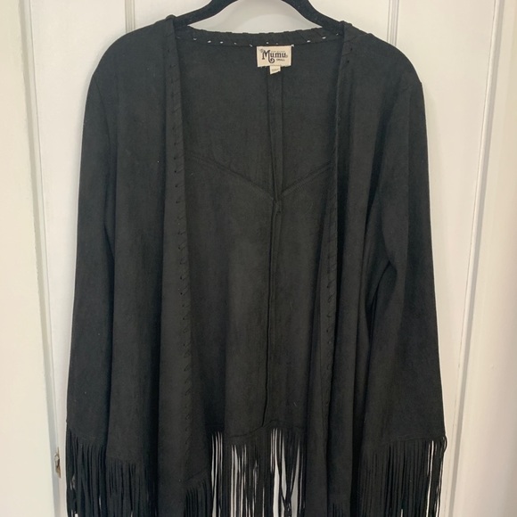 Show Me Your Mumu Marfa Fringe Jacket in Black Faux Suede - Picture 6 of 9